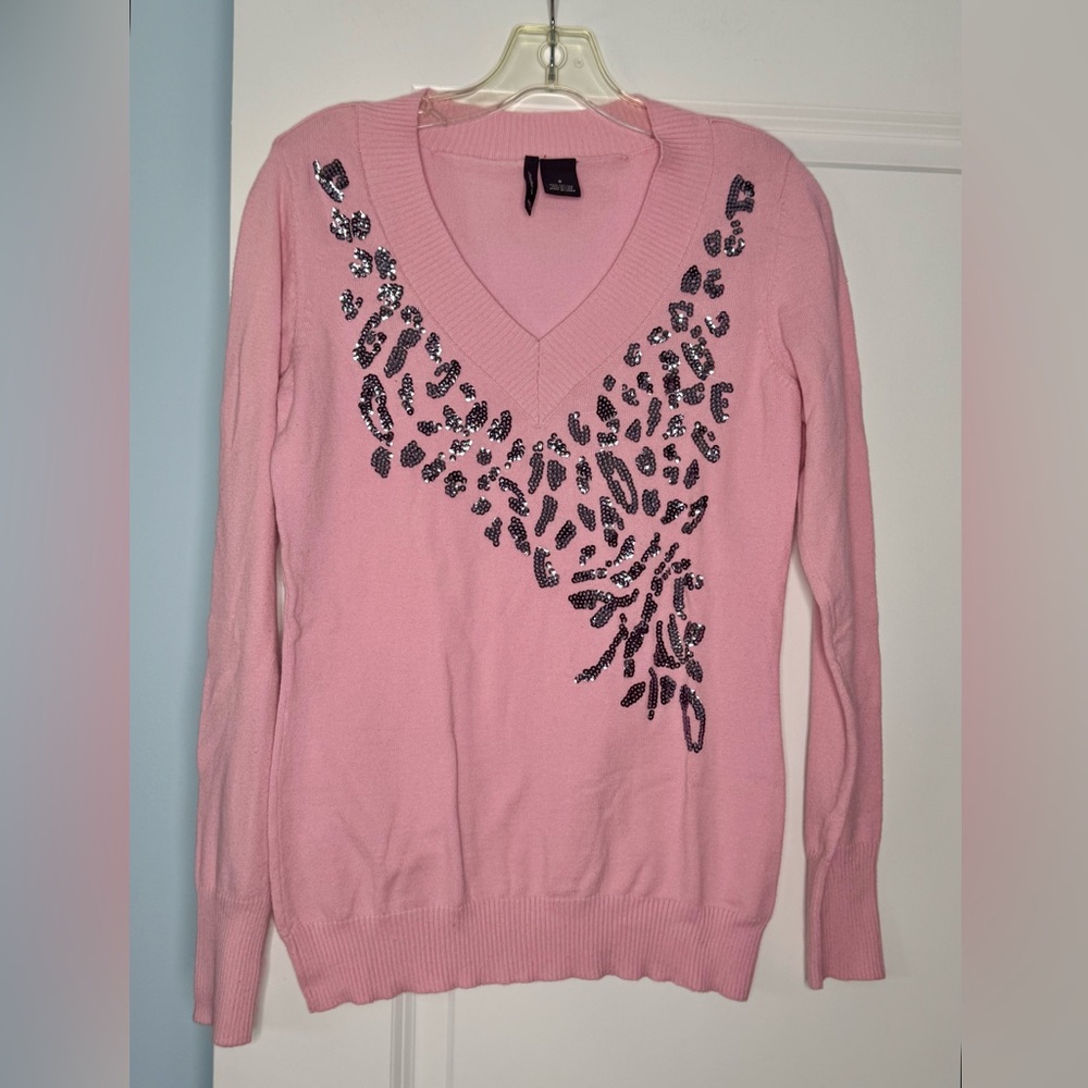 🍓6/$15🍓 New Directions Pink Sweater with Silver Sequins